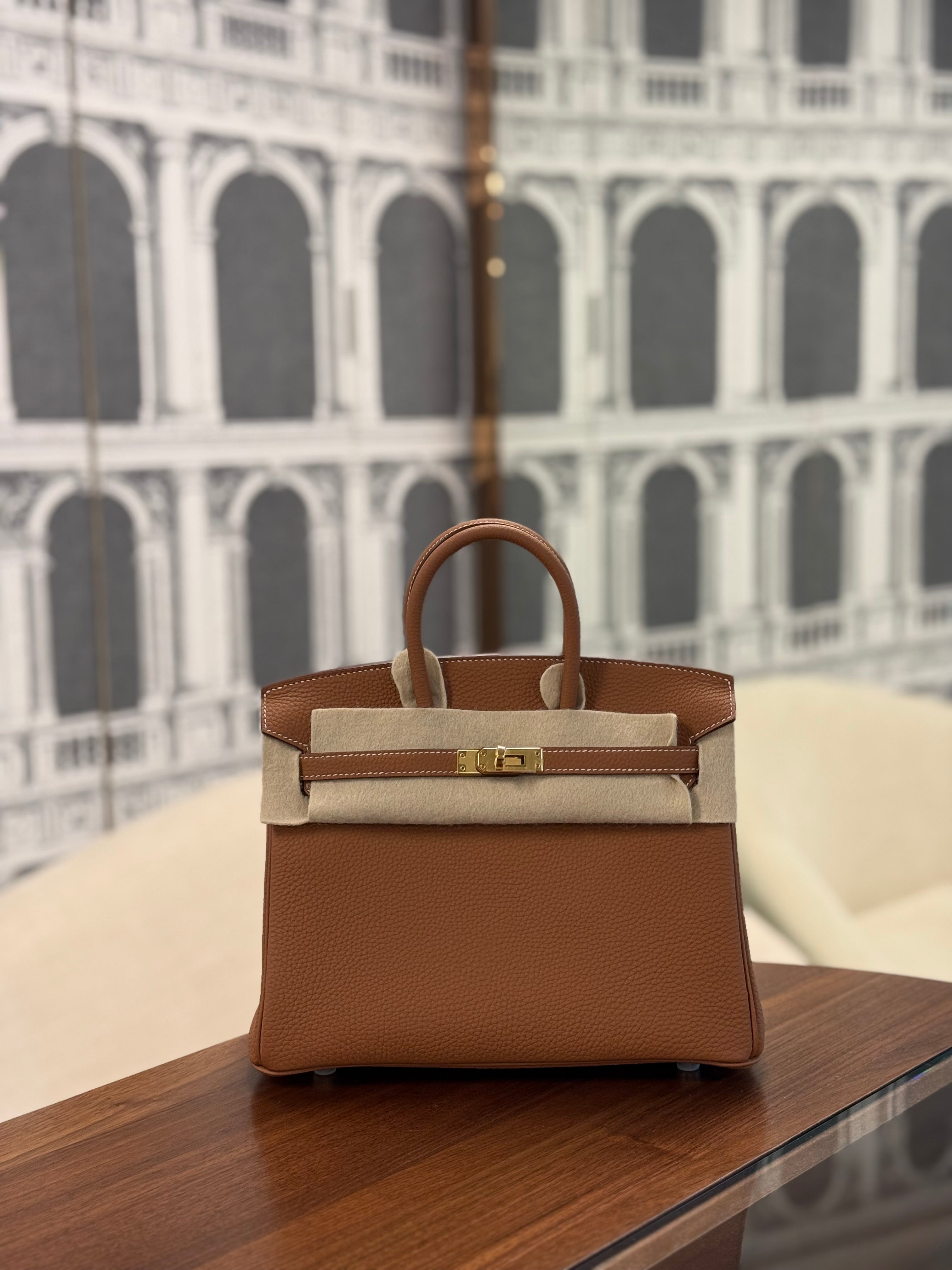 HERMES BIRKIN 25 GOLD ON GOLD TO GO STAMP U