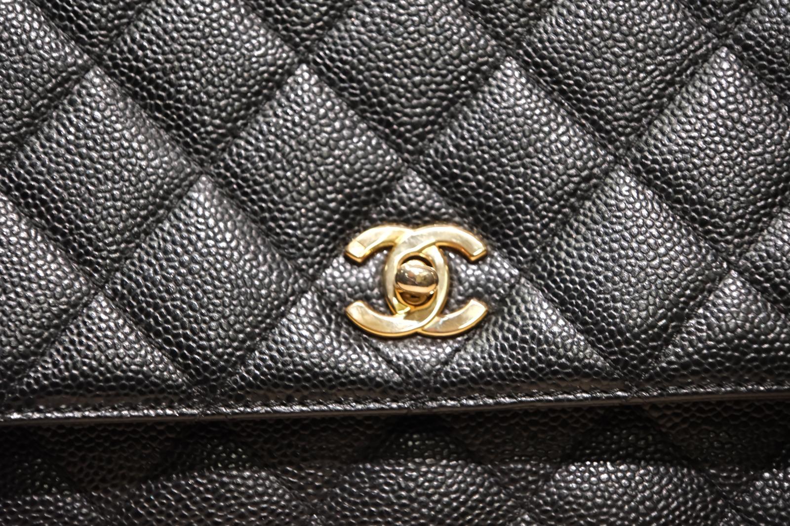 CHANEL KELLY VINTAGE BLACK QUILTED CAVIAR GHW