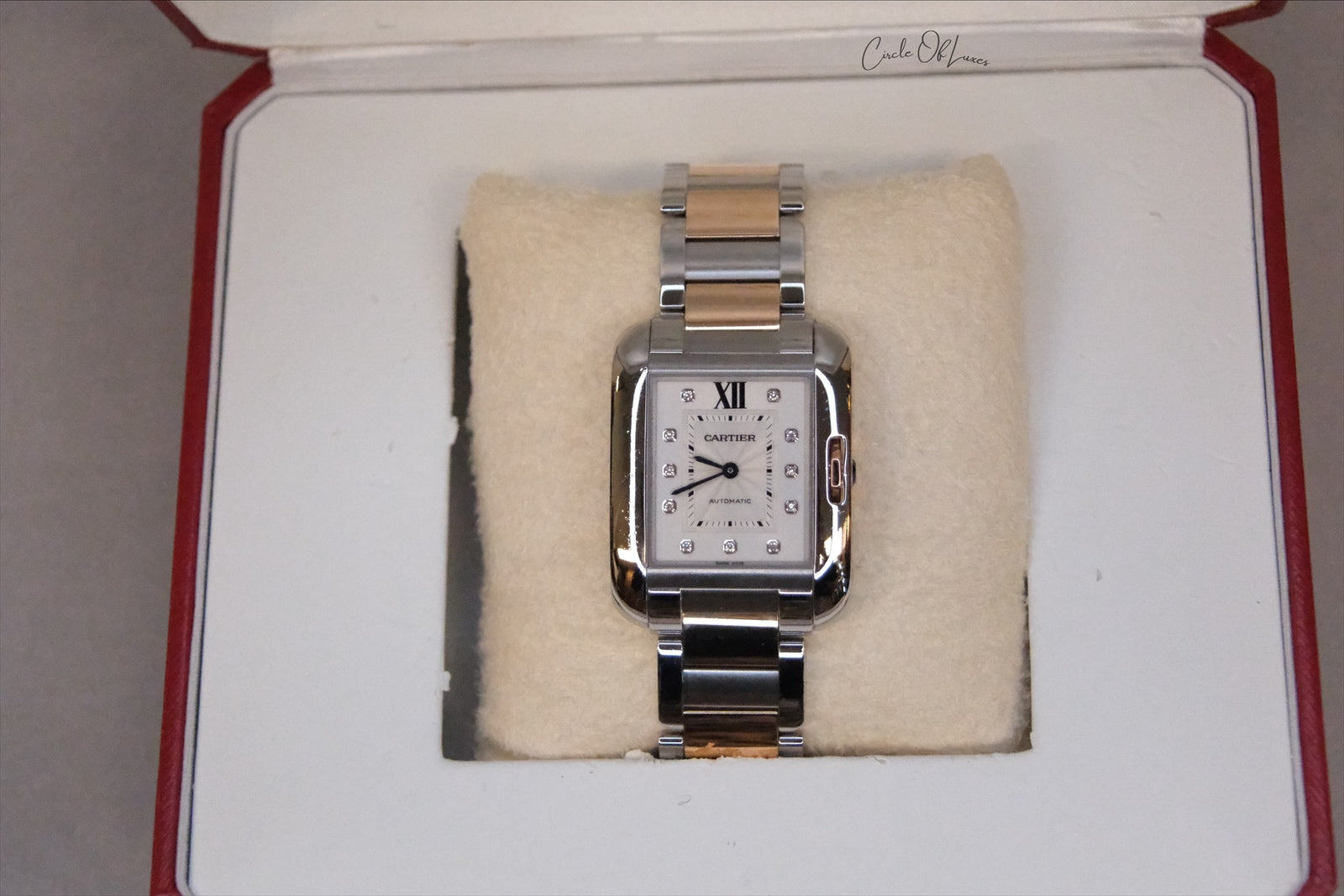CARTIER TANK ANGLAISE TWO TONE ,DIAMONDS DIAL .