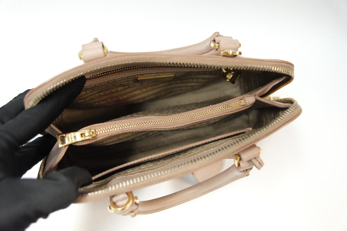 Prada Promenade Small Bag  Powder Pink Saffiano Leather & Gold Tone Hardware