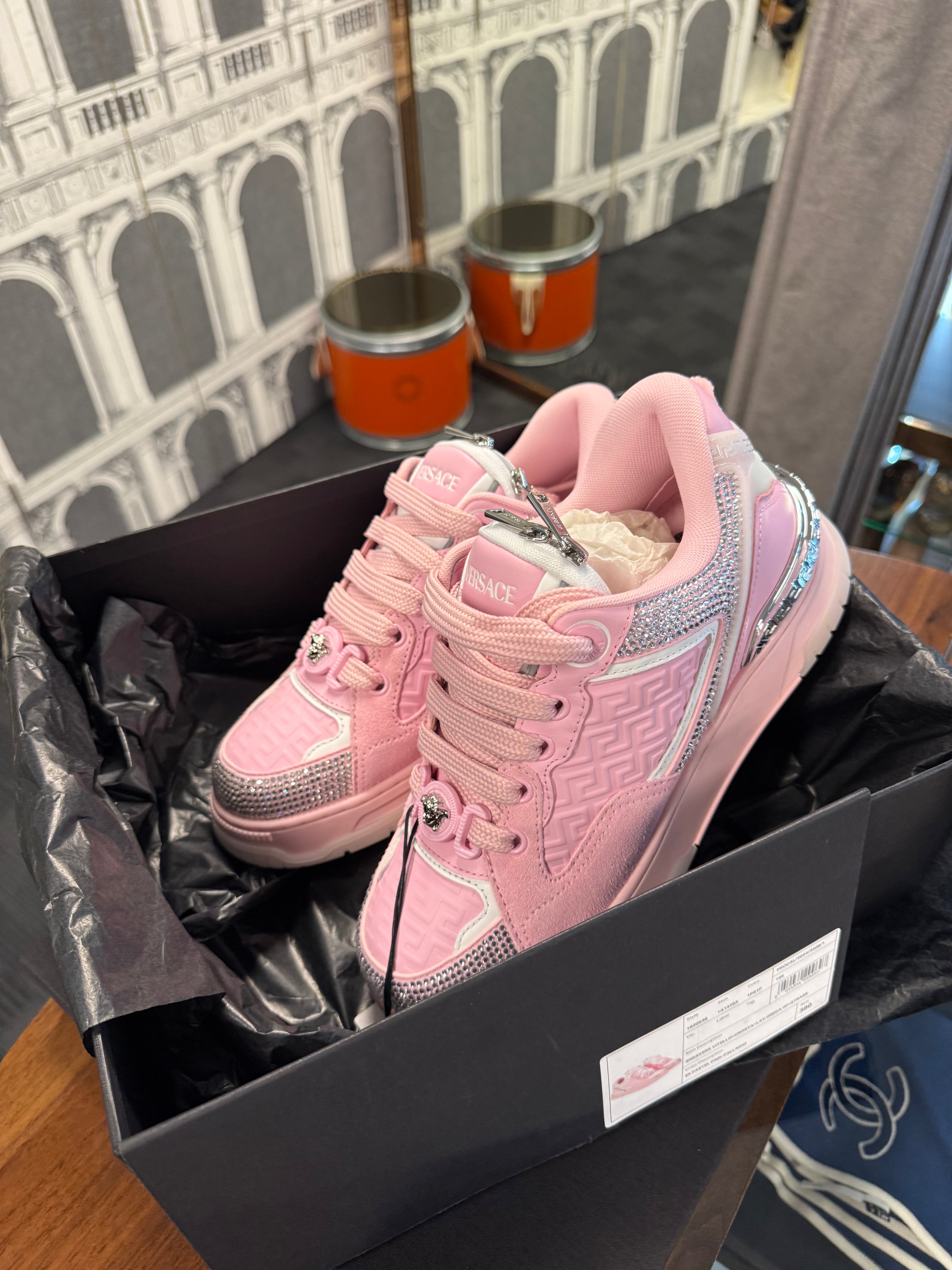 VESACE BIGGIE BASKET SNEAKERS PINK  SIZE 38EU