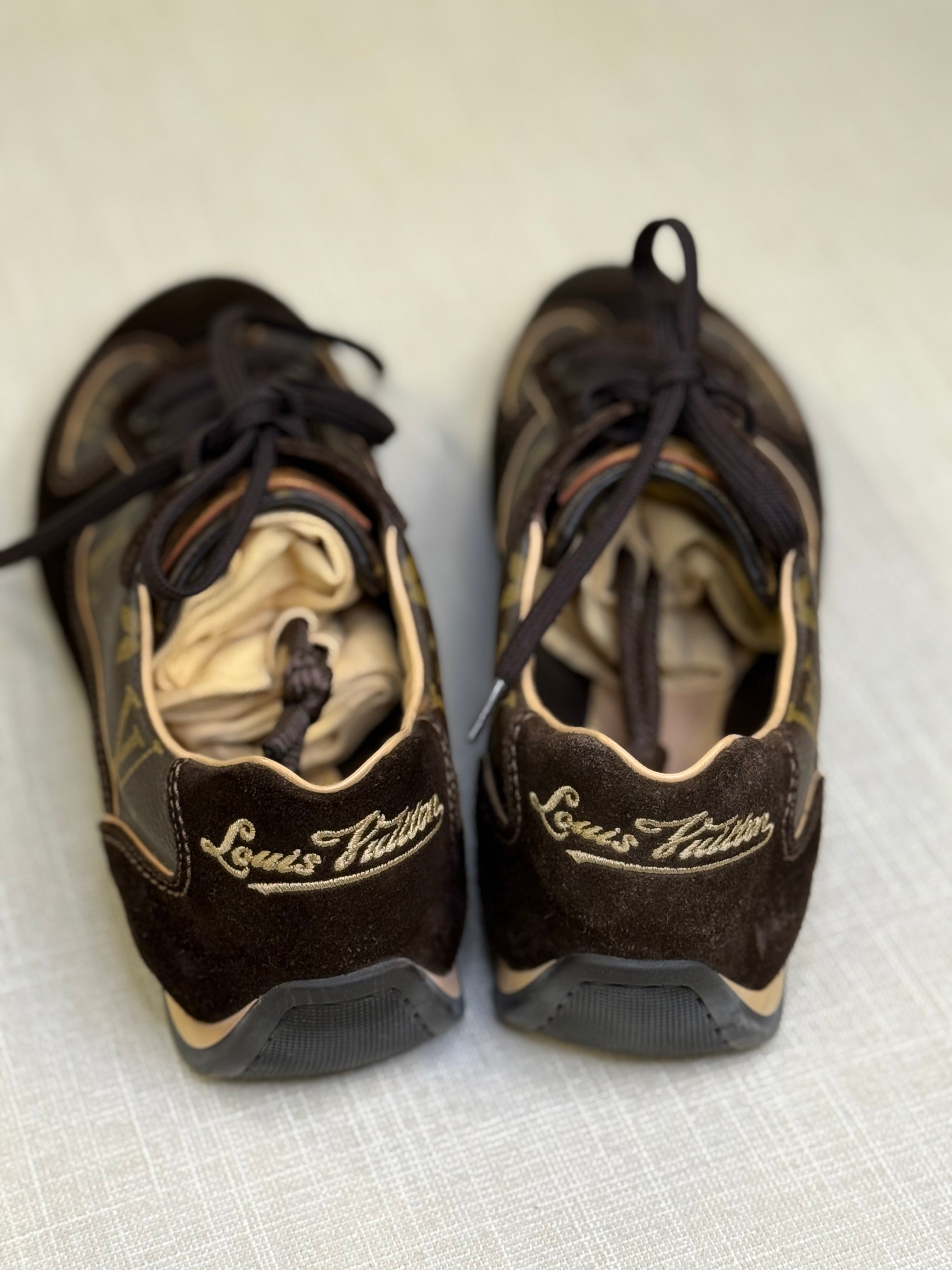 LOUIS VUITTON MONOGRAM/SUEDE SNEAKERS SIZE US 5 1/2