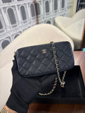 CHANEL DOUBLE BLACK WALLET CAVIAR GHW