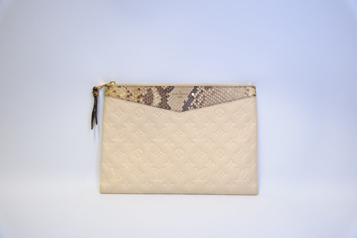 LOUIS VUITTON MONOGRAM DALY POUCH EMPREINTE PYTHON TRIM LEATHER