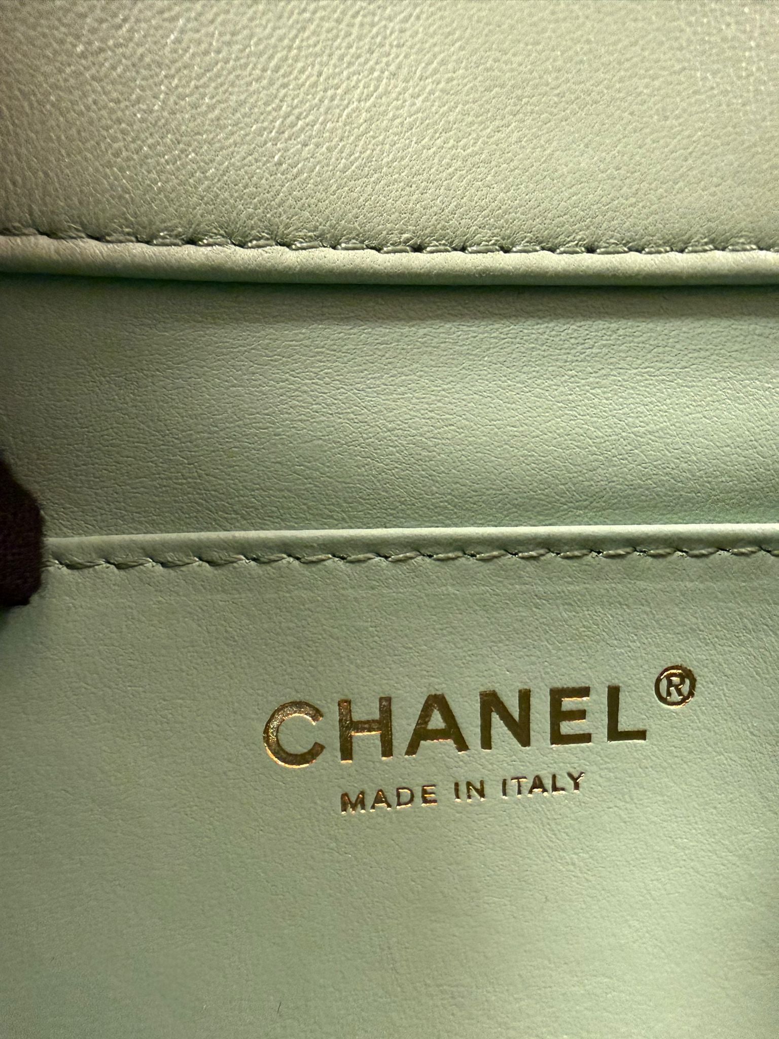 CHANEL MINI GREEN TEA LAMSKIN BAG  PEARL CRUSH