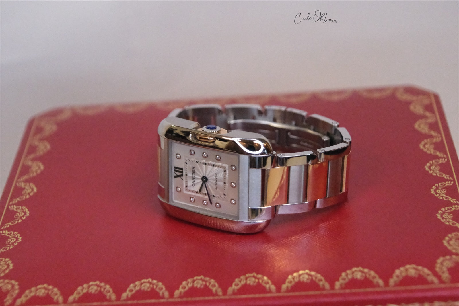 CARTIER TANK ANGLAISE TWO TONE ,DIAMONDS DIAL .