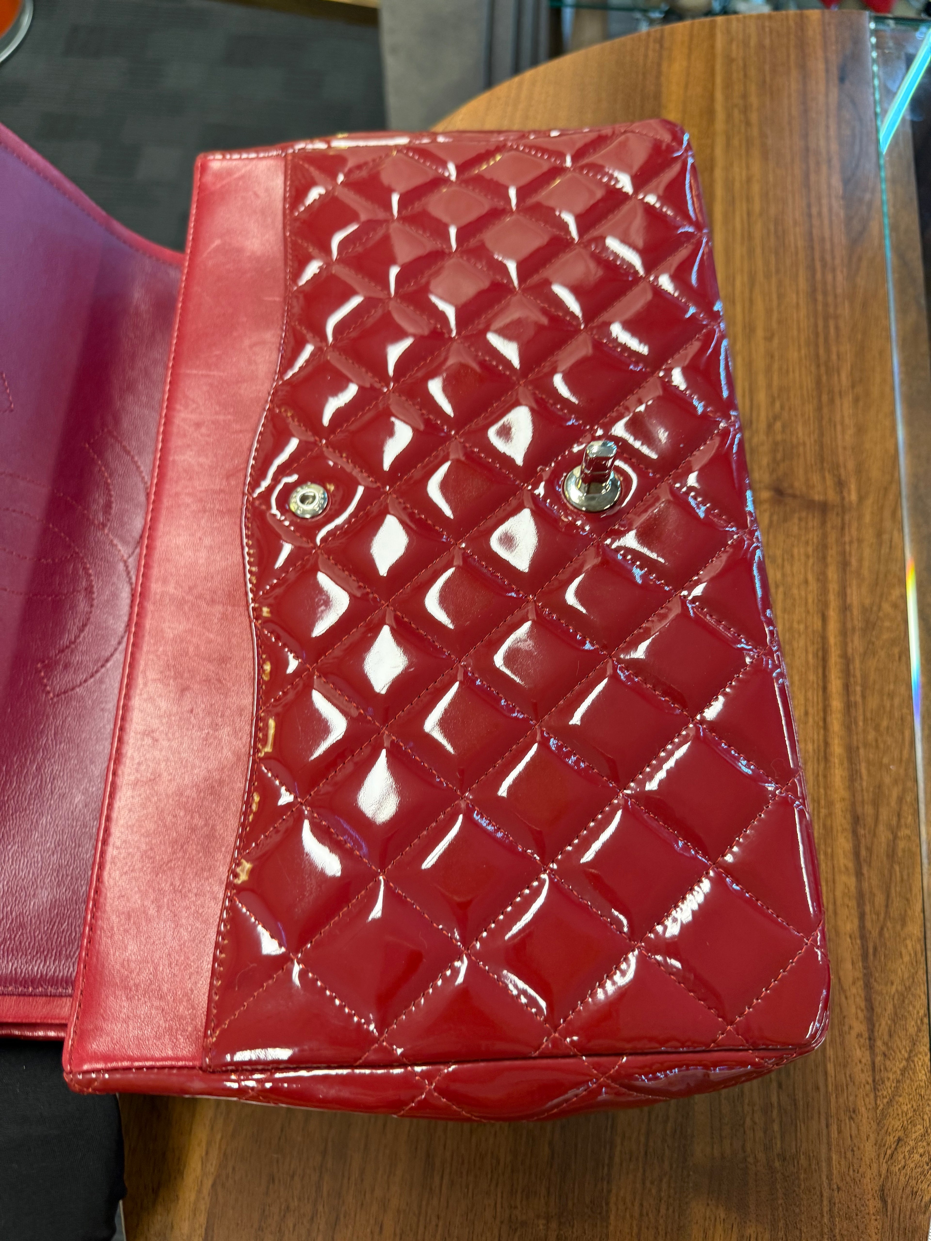 Chanel CLASSIC MAXI RED PATENT