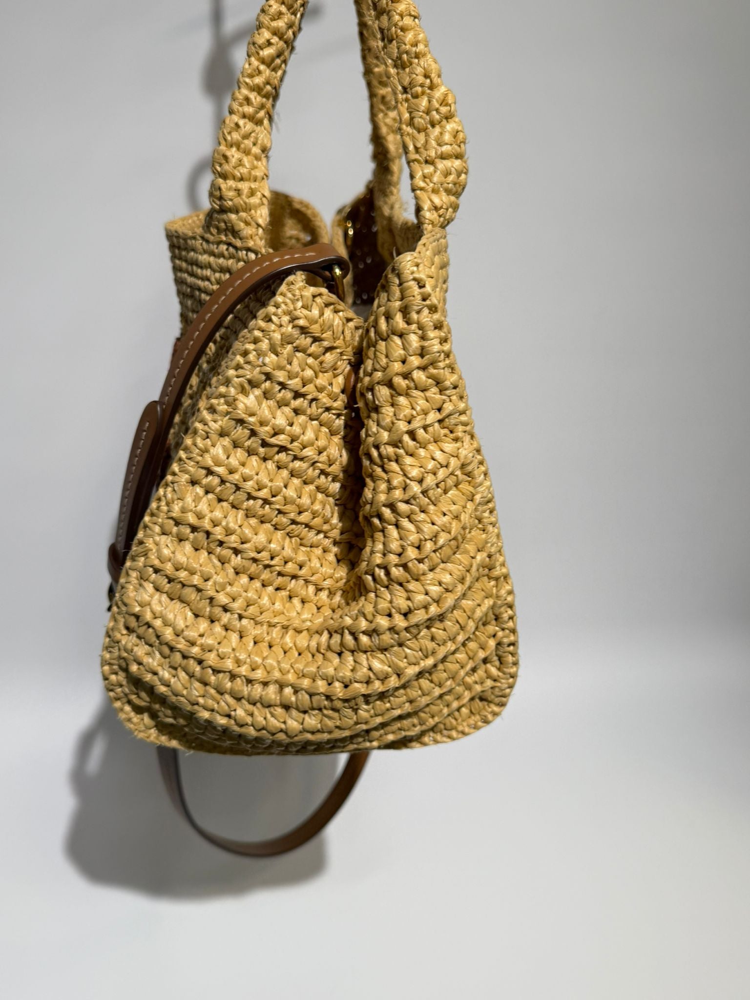 MIU MIU RAFFIA CROCHET SMALL BAG