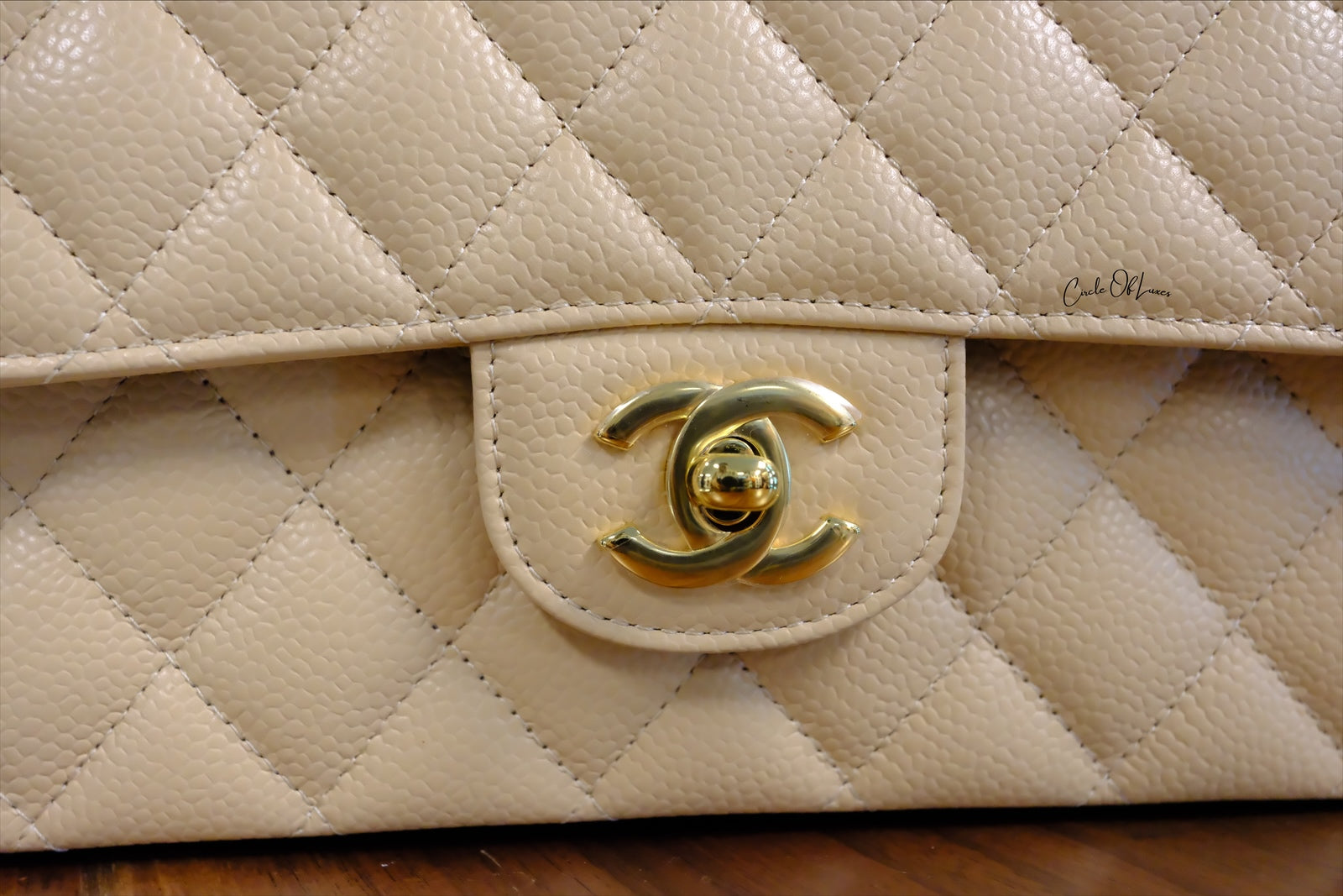 CHANEL CLASSIC MEDIUM BEIGE CAVIAR GHW