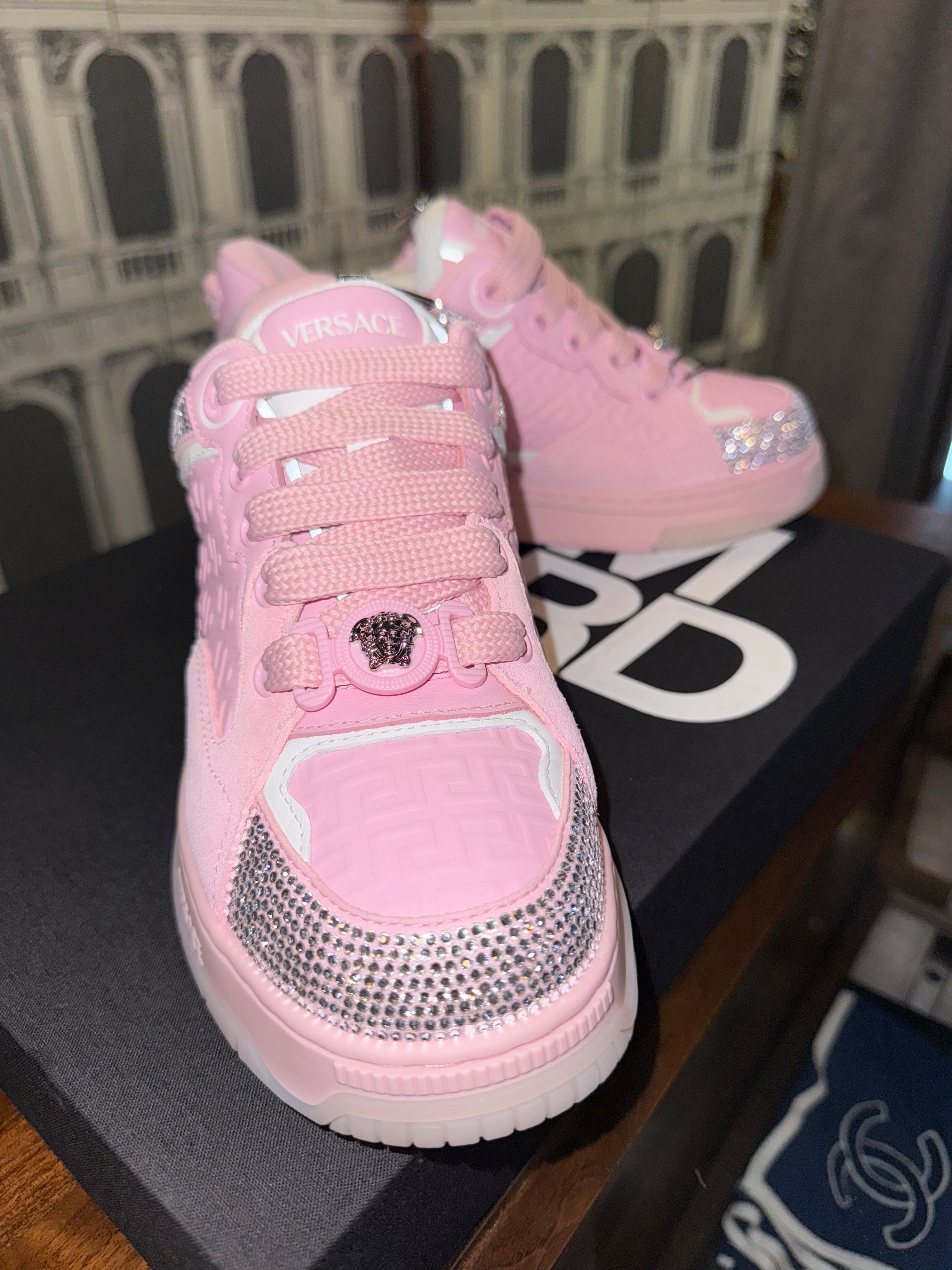 VESACE BIGGIE BASKET SNEAKERS PINK  SIZE 38EU