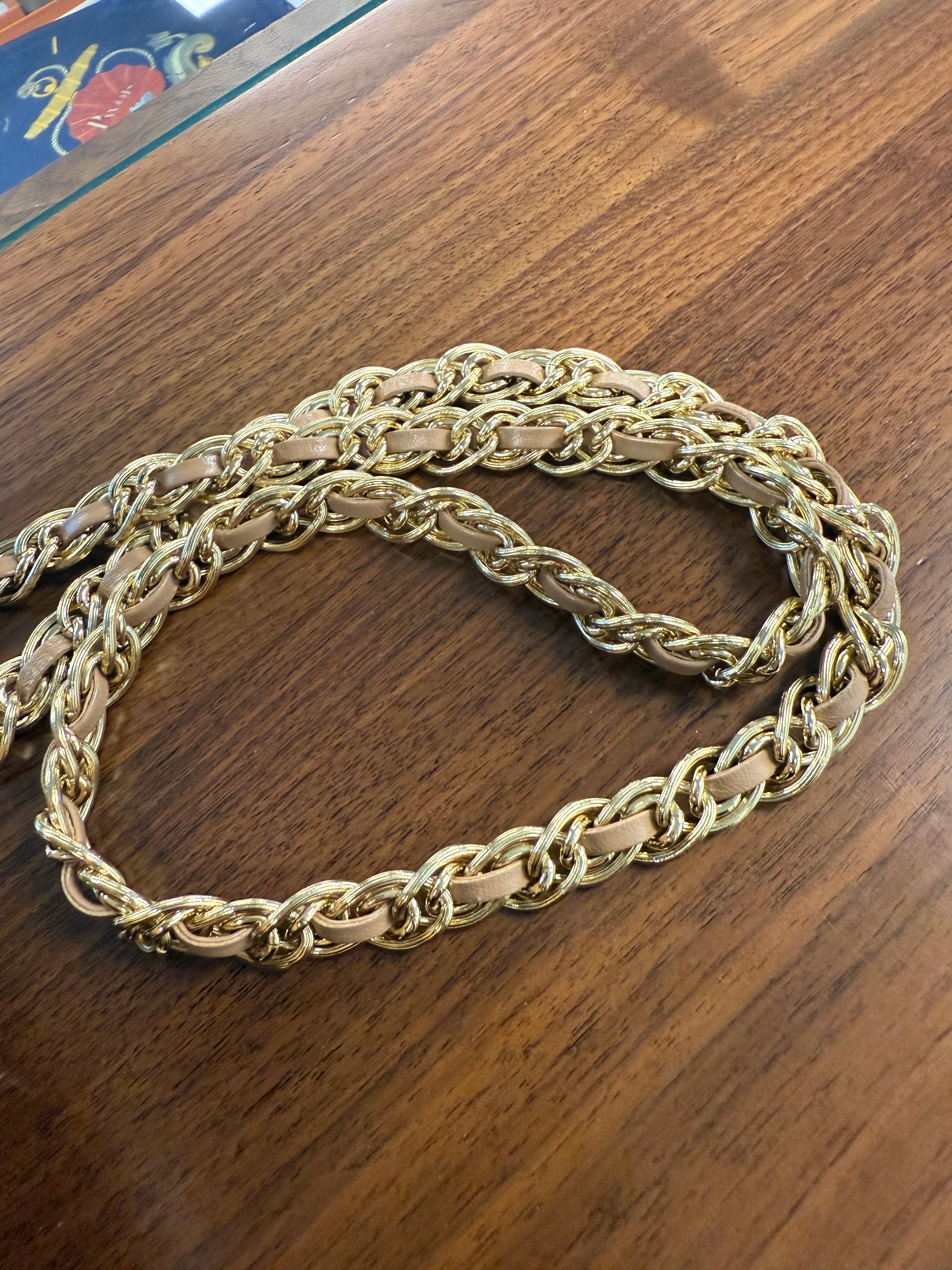 CHANEL 24B FLAP THICK CHAIN HANDLE  MILK TEA APRICOT GHW