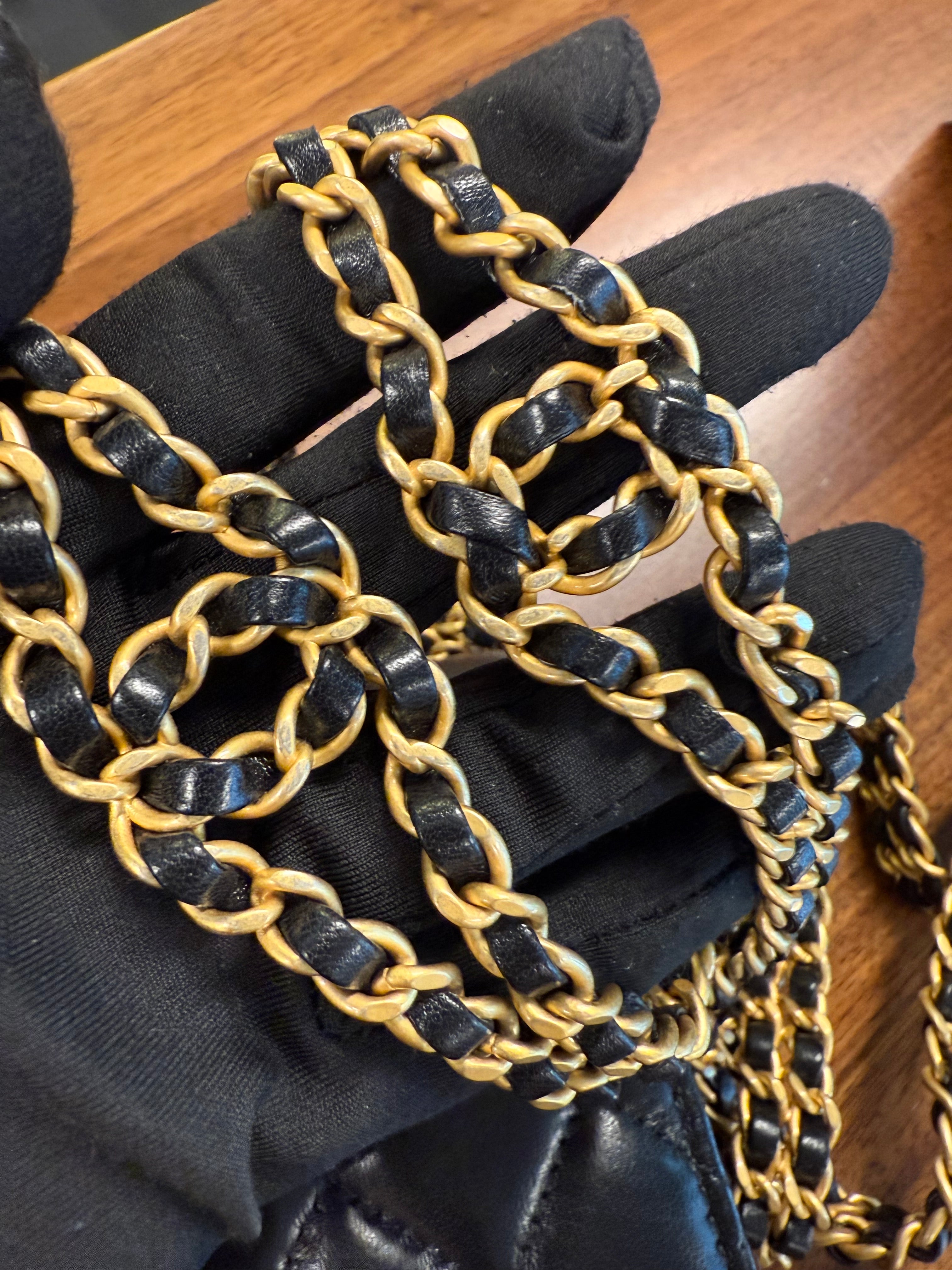 CHANEL BLACK WALLET ON CHAIN SEASONAL GHW