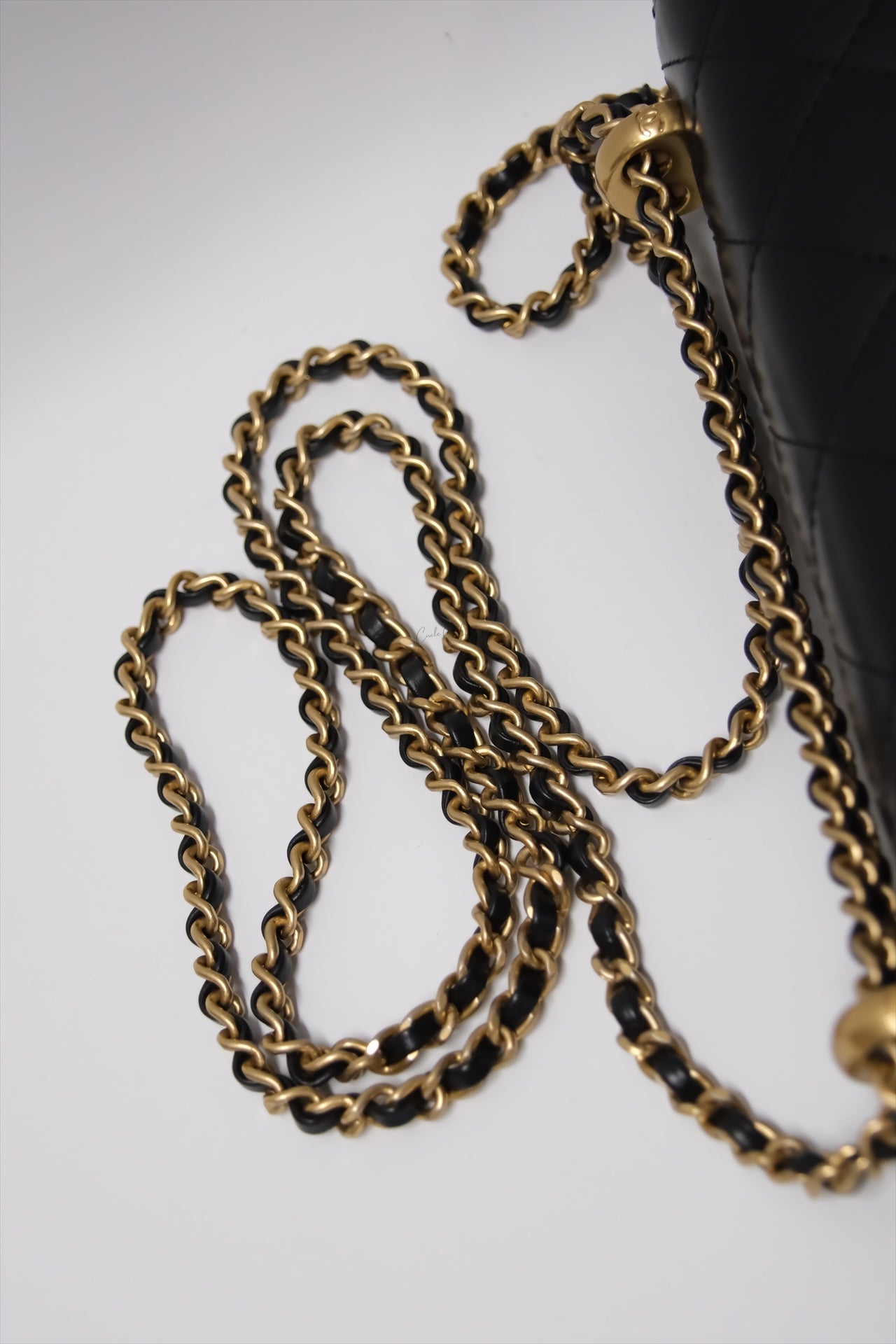 CHANEL GOLD CRUSH FLAP BAG BLACK CALFSKIN GHW