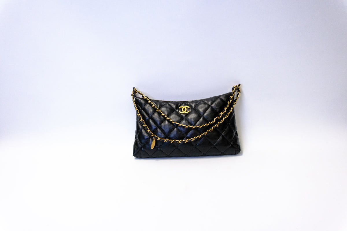 CHANEL 25s HOBO BLACK 26cm
