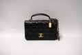 CHANEL SMALL PERFECT FIT FLAP BLACK SHINY CALFSKIN BRUSHED GOLD HARDWARE