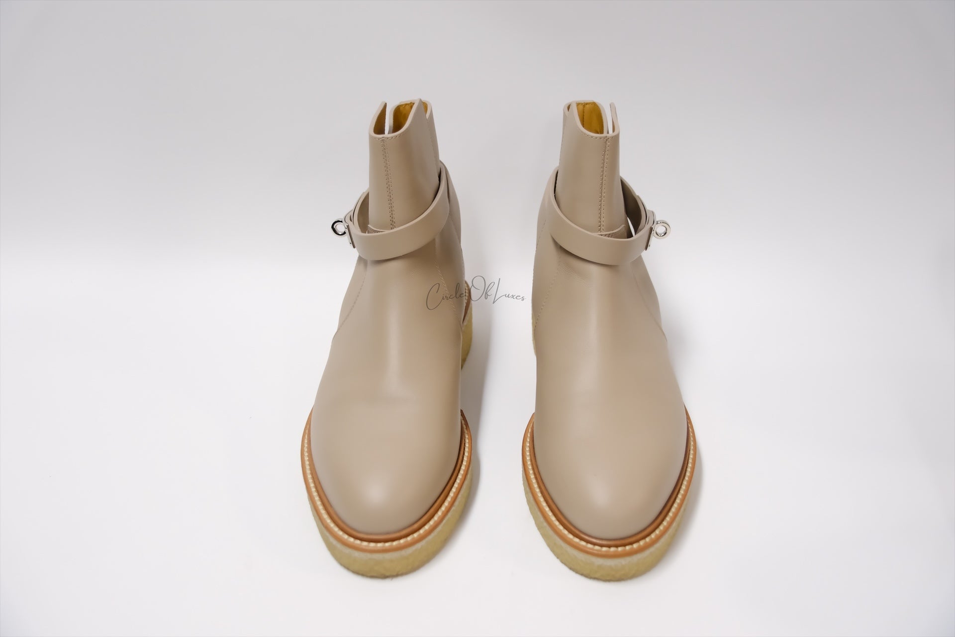 HERMES JEFF ANKLE BOOTS BEIGE SIZE 39