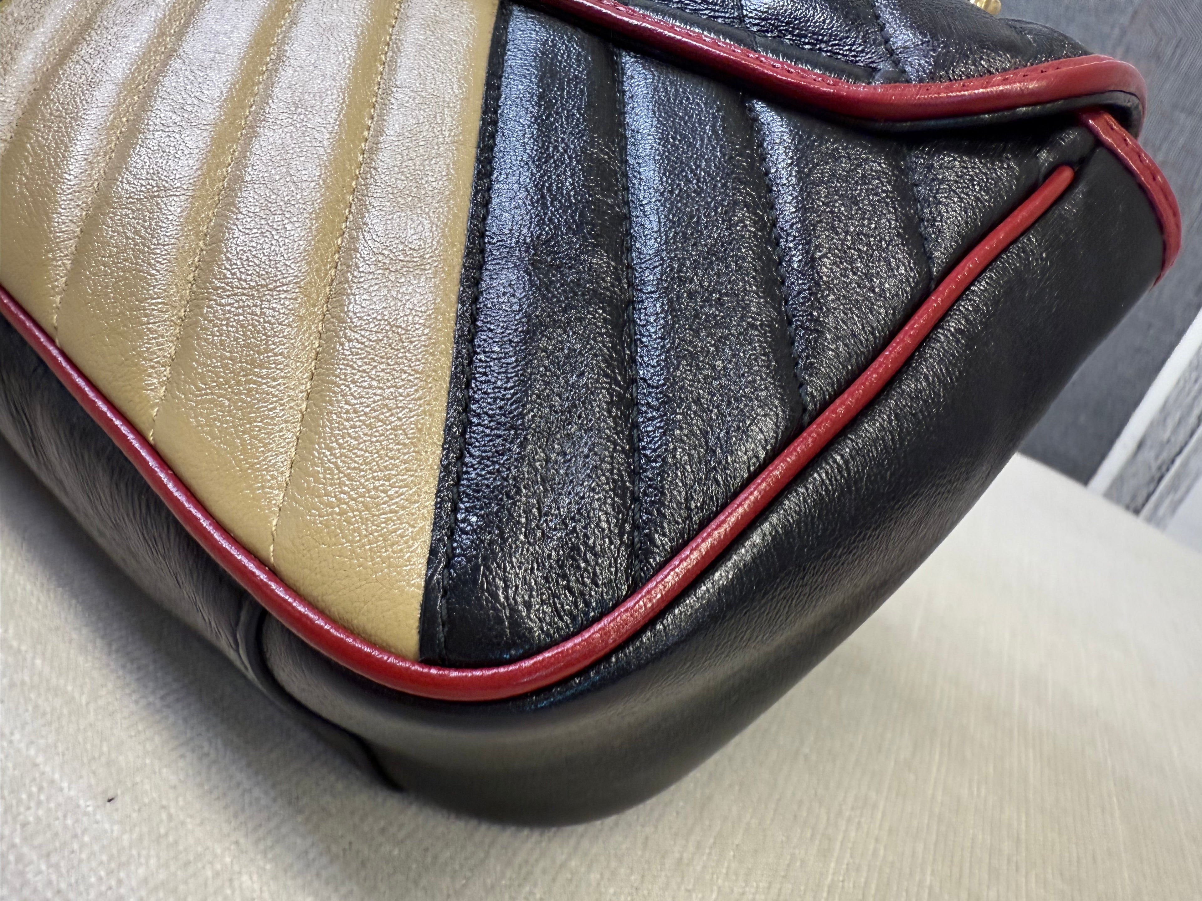 GUCCI SMALL MARMONT COLOUR BLOCK LEATHER   GHW