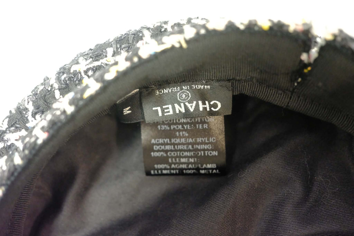CHANEL TWEED NEWBOY CAP CC LOGO CRYSTAL SIZE M