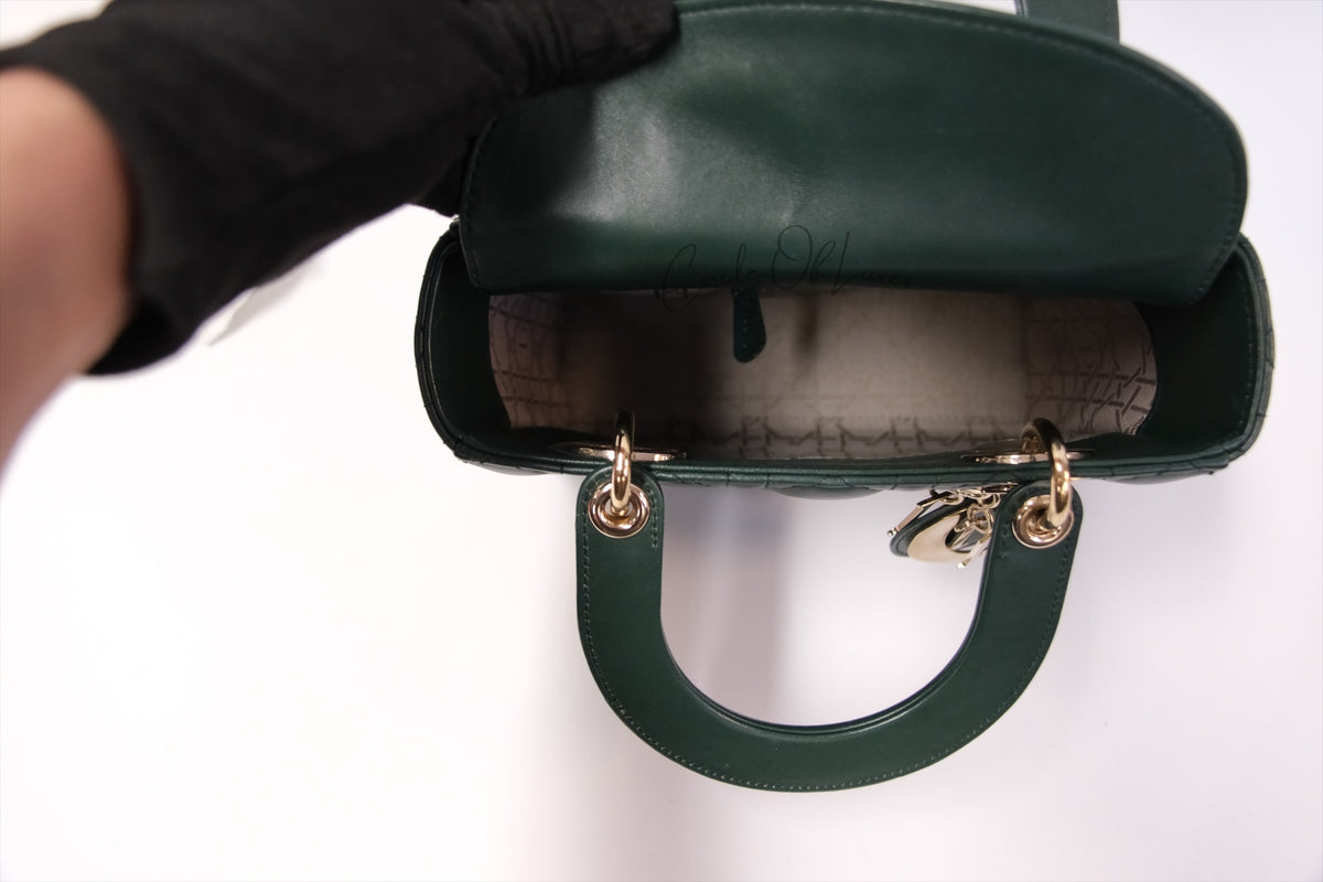 LADY DIOR SMALL DARK GREEN GHW