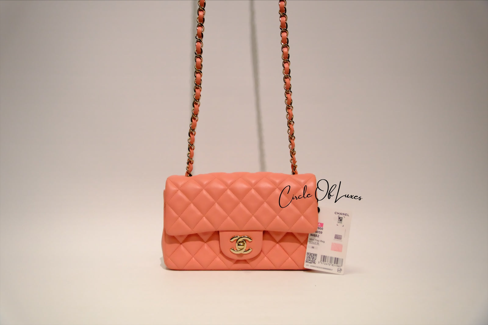 CHANEL MINI RECTANGLE LAMSKIN PINK GHW