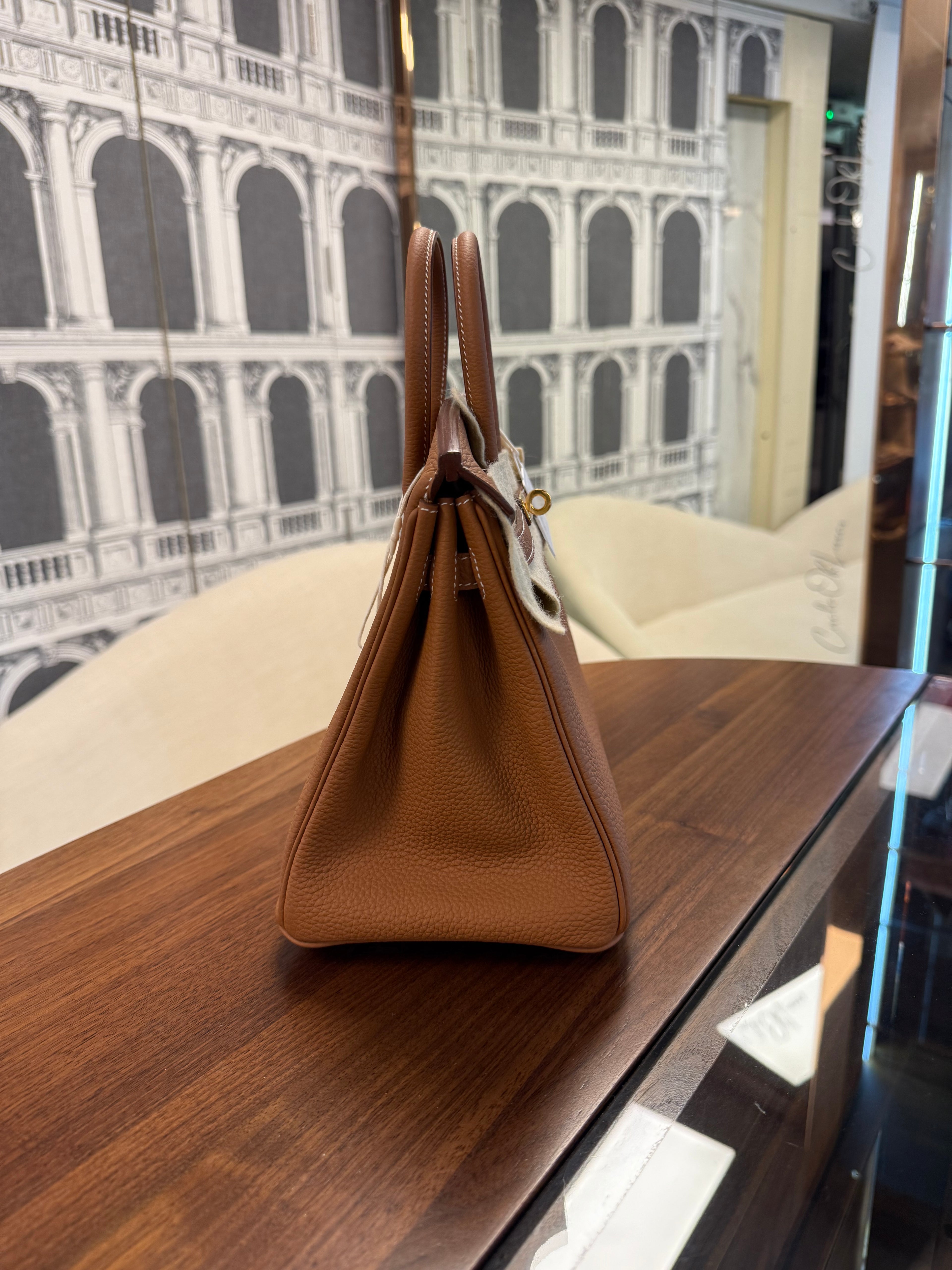 HERMES BIRKIN 25 GOLD ON GOLD TO GO STAMP U