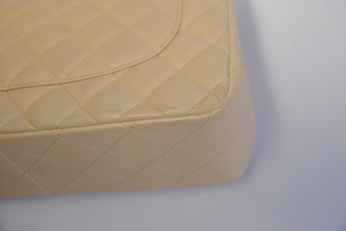 CHANEL JUMBO CLASSIC FLAP BEIGE LAMBSKIN SHW