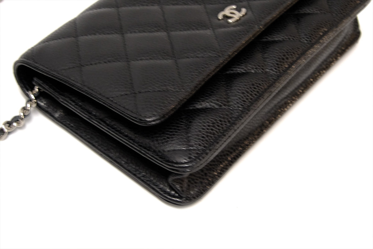CHANEL  BLACK WALLET ON CHAIN CAVIAR SHW