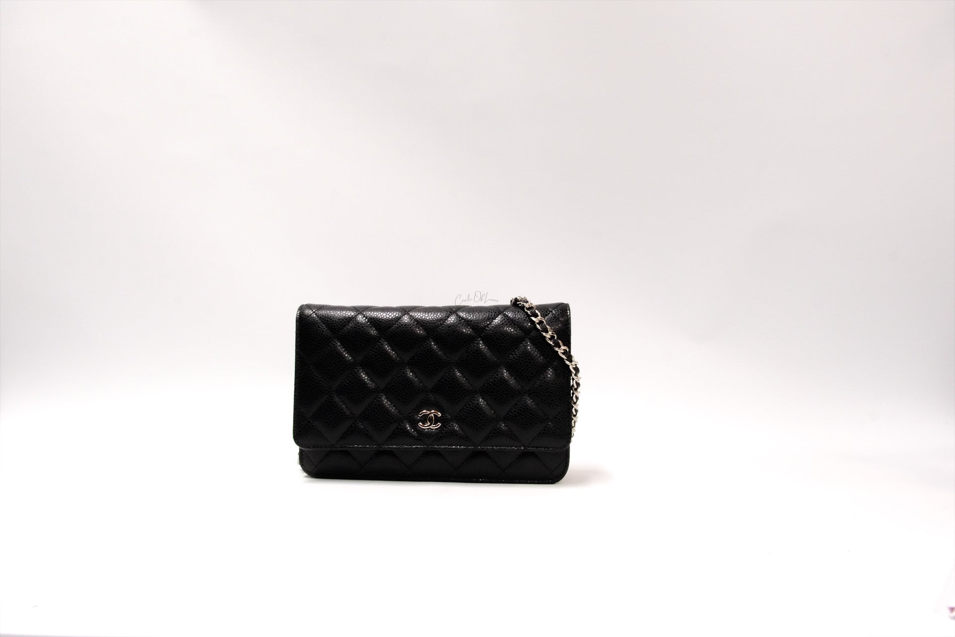 CHANEL  BLACK WALLET ON CHAIN CAVIAR SHW