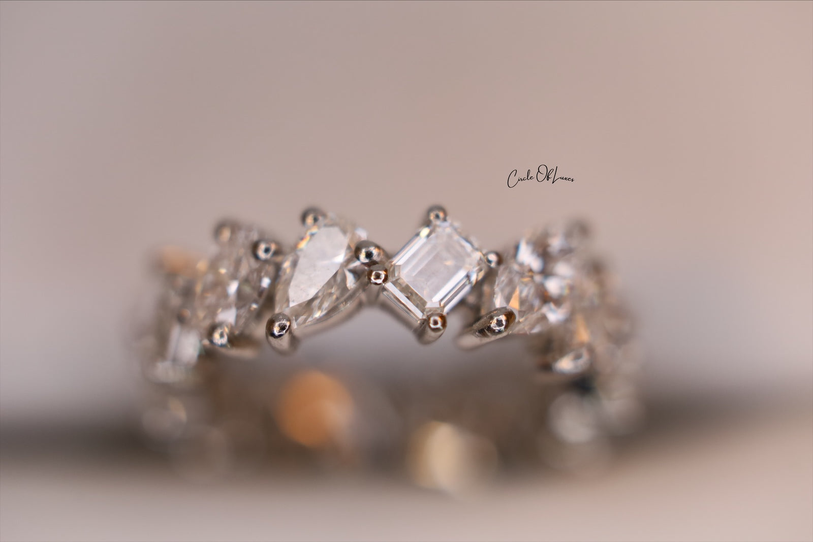 Platinum  eternity Oval, Pears, Marquise & Emerald Diamonds  ring