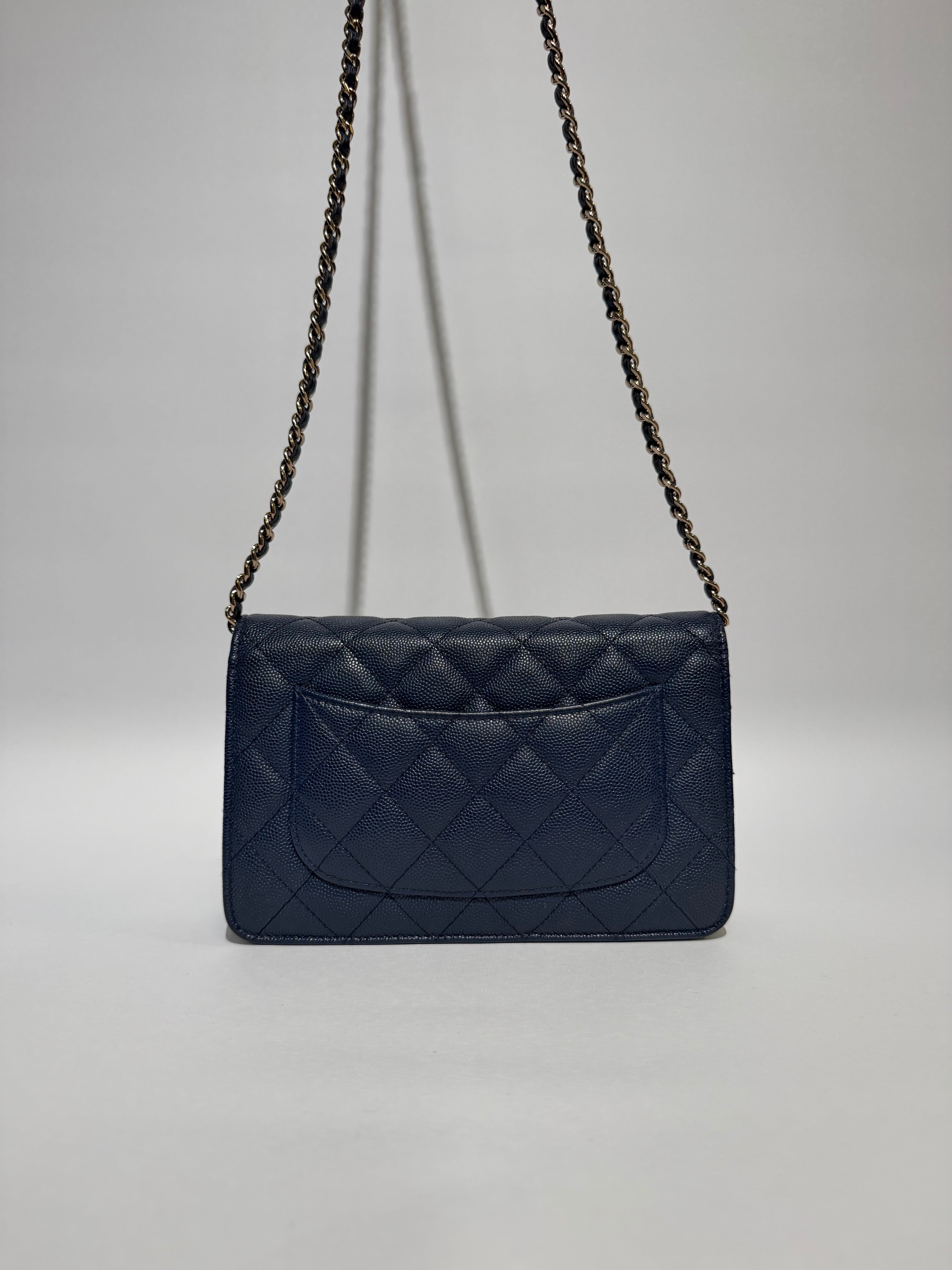 CHANEL WALLET ON CHAIN CAVIAR NAVY GHW