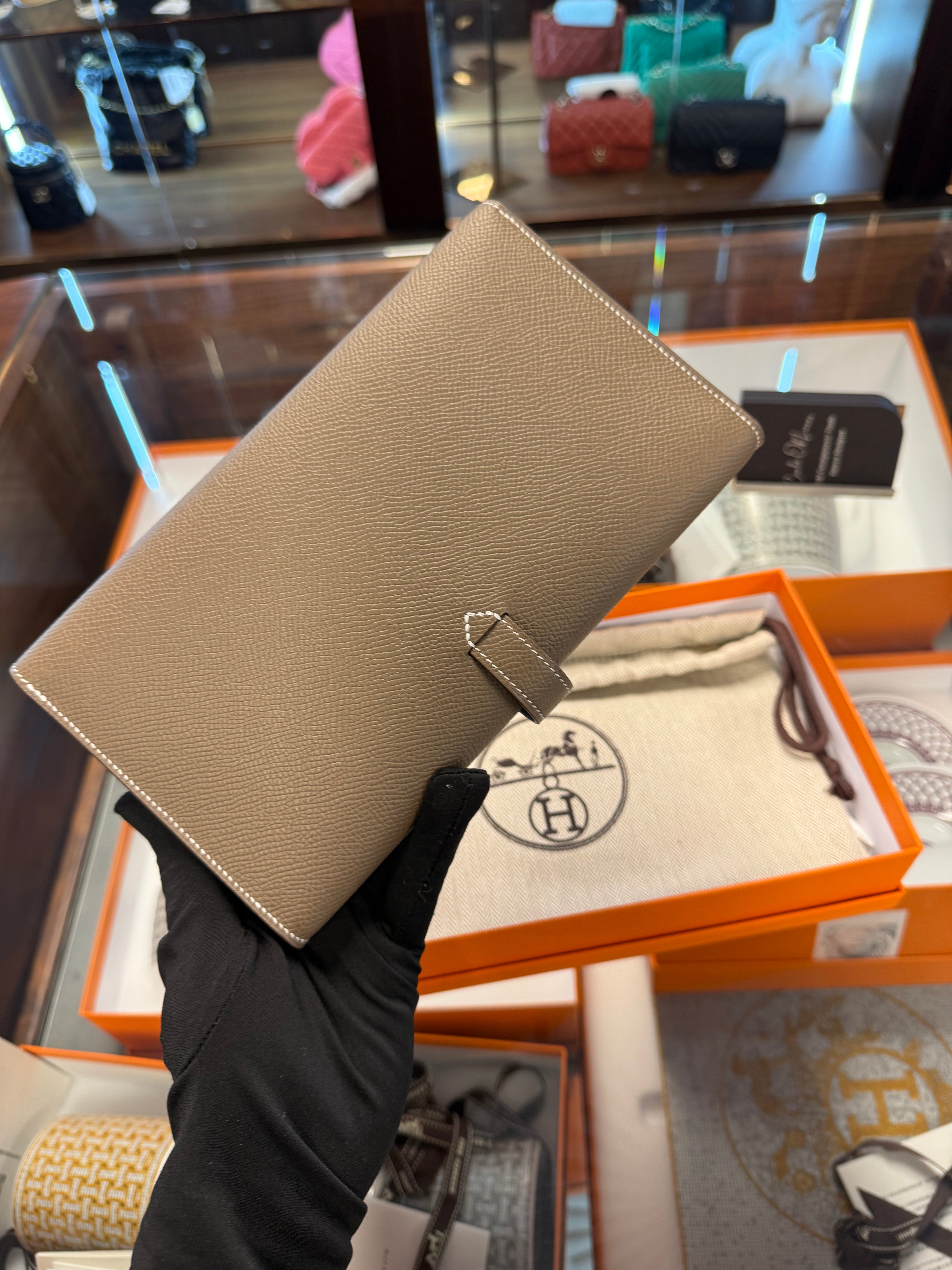 NEW H HERMES PASSANT TOUTENMAIN  WALLET ETOUPE