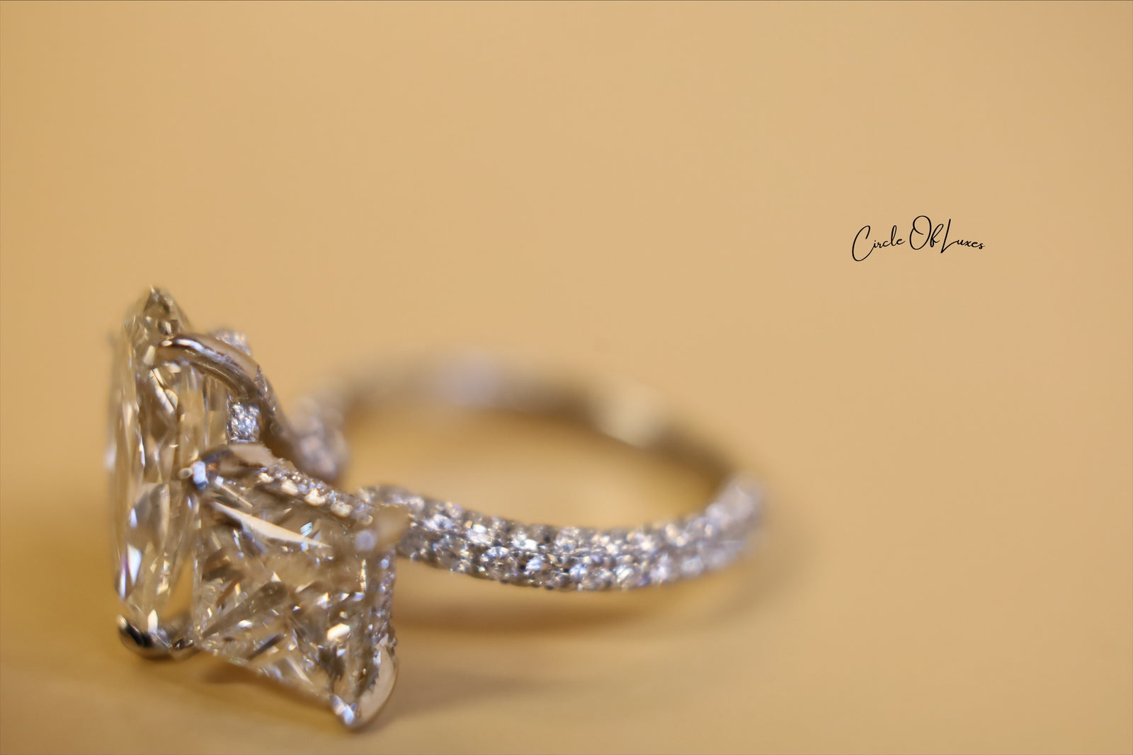 Platinum Princess Cut 2.5ct & pear shape 3.50ct  diamonds ring
