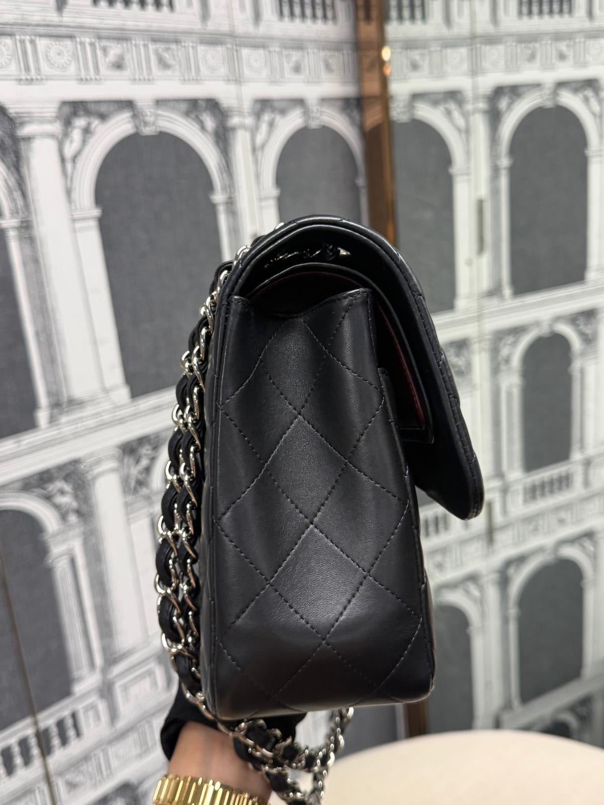 CHANEL JUMBO CLASSIC FLAP BLACK LAMSKIN SHW