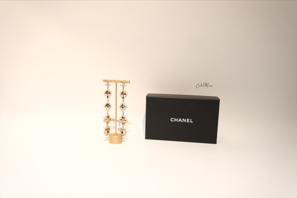 CHANEL SPADE MUTIL MOTIF LONG DROP EARRING