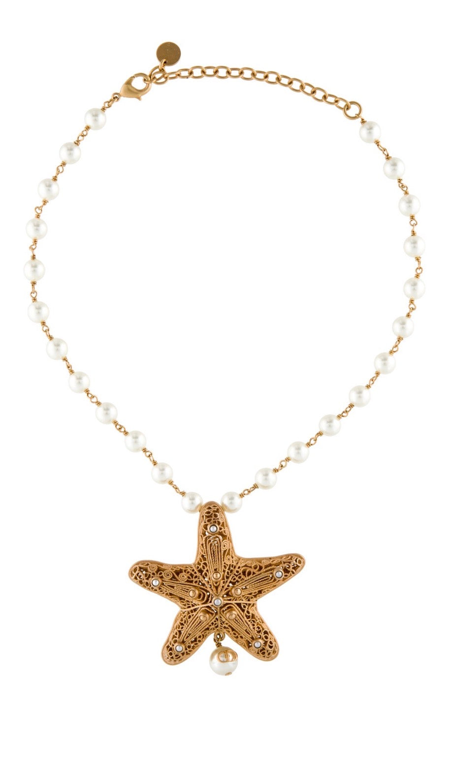 DIOR STARFISH FAUX PEARL NECKLACE