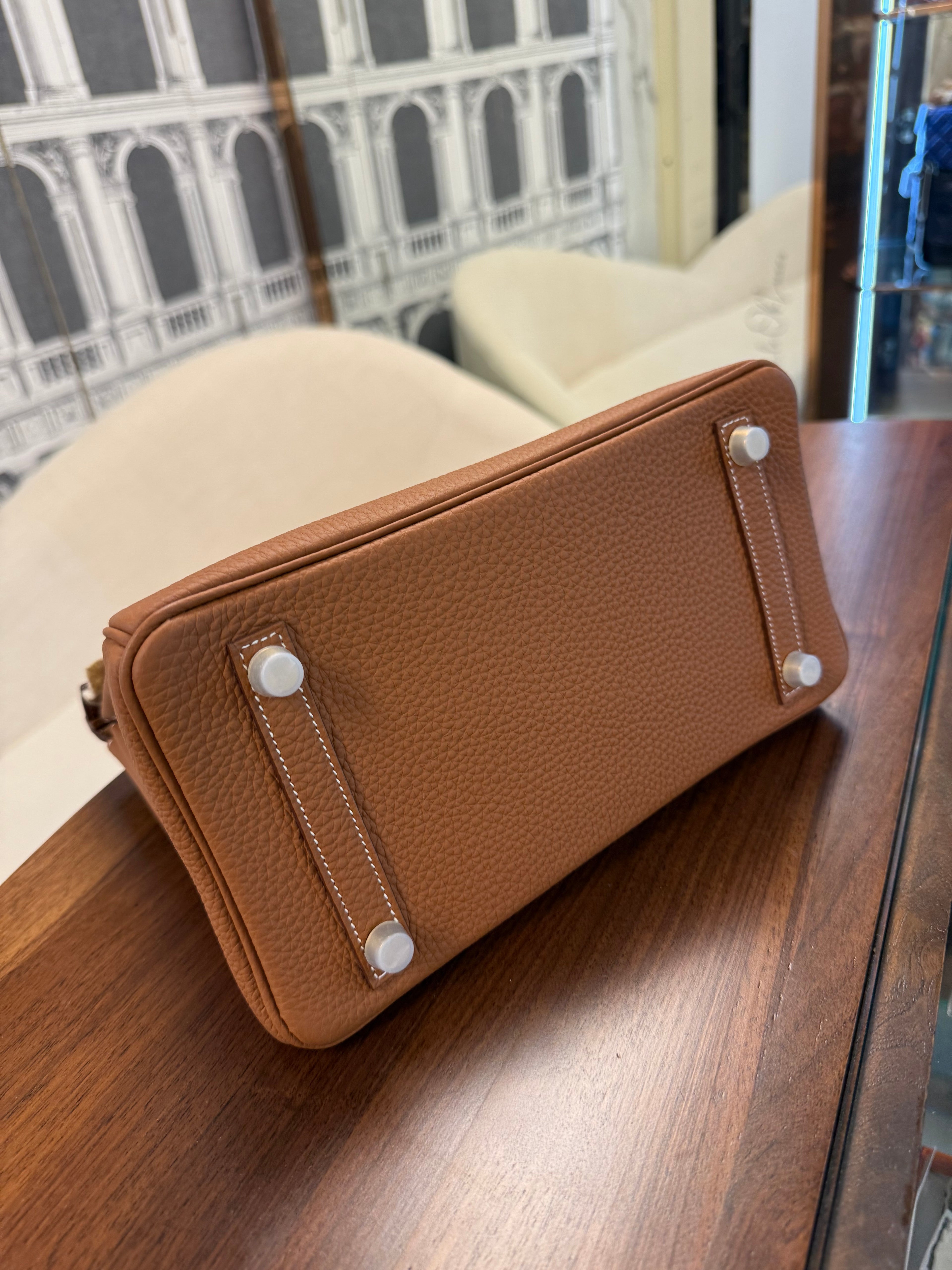 HERMES BIRKIN 25 GOLD ON GOLD TO GO STAMP U