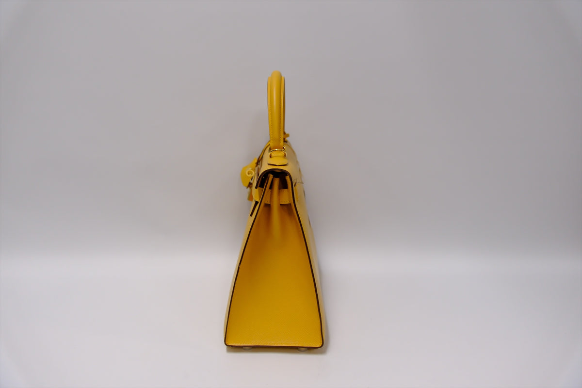 HERMES KELLY 28 EPSOM SELLIER GHW JAUNE AMBER