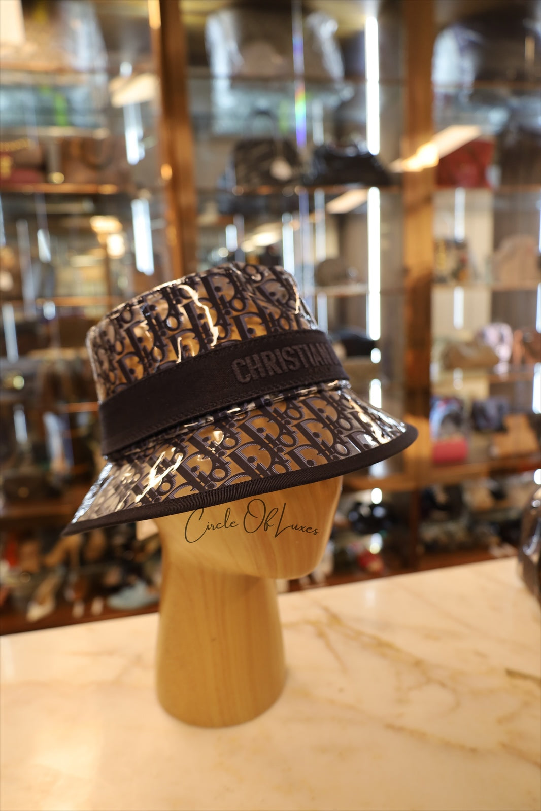 CHRISTIAN DIOR POLYURETHAN MARINE PVC BUCKET HAT SIZE 58