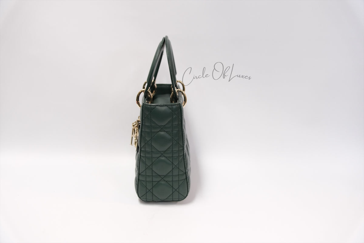 LADY DIOR SMALL DARK GREEN GHW