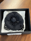 CHANEL BLACK CAMELIA BROOCH
