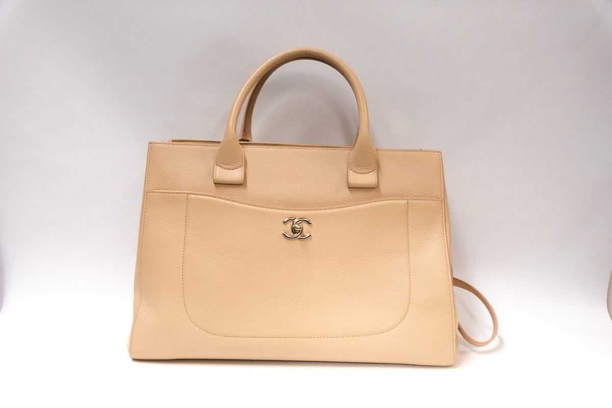 Chanel Cerf Executive Tote Medium Beige Caviar Leather Ghw