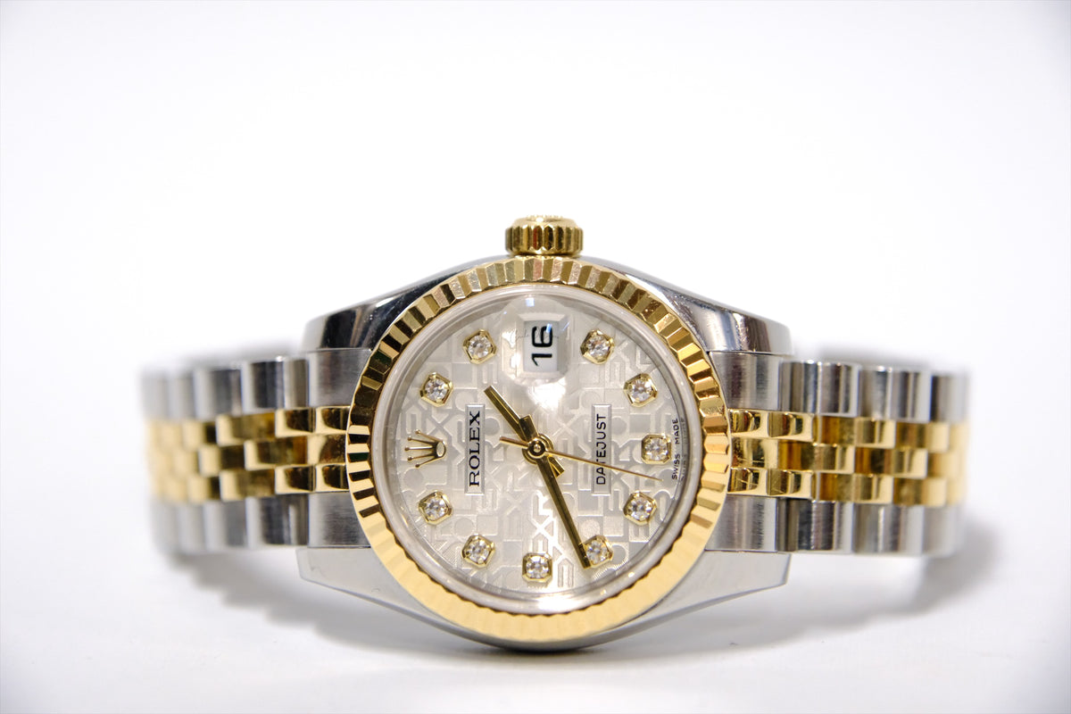 ROLEX 26mm DATEJUST COMPUTER FACE DIAMONDS DIAL TWOTONE .