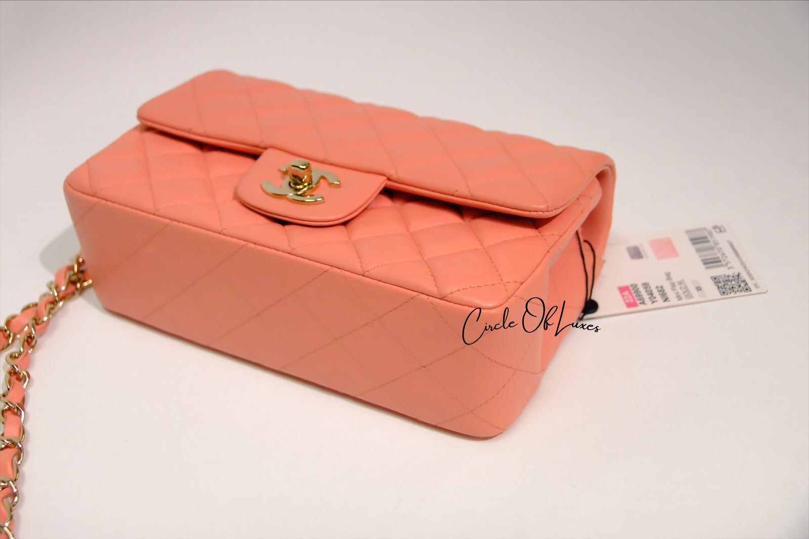 CHANEL MINI RECTANGLE LAMSKIN PINK GHW