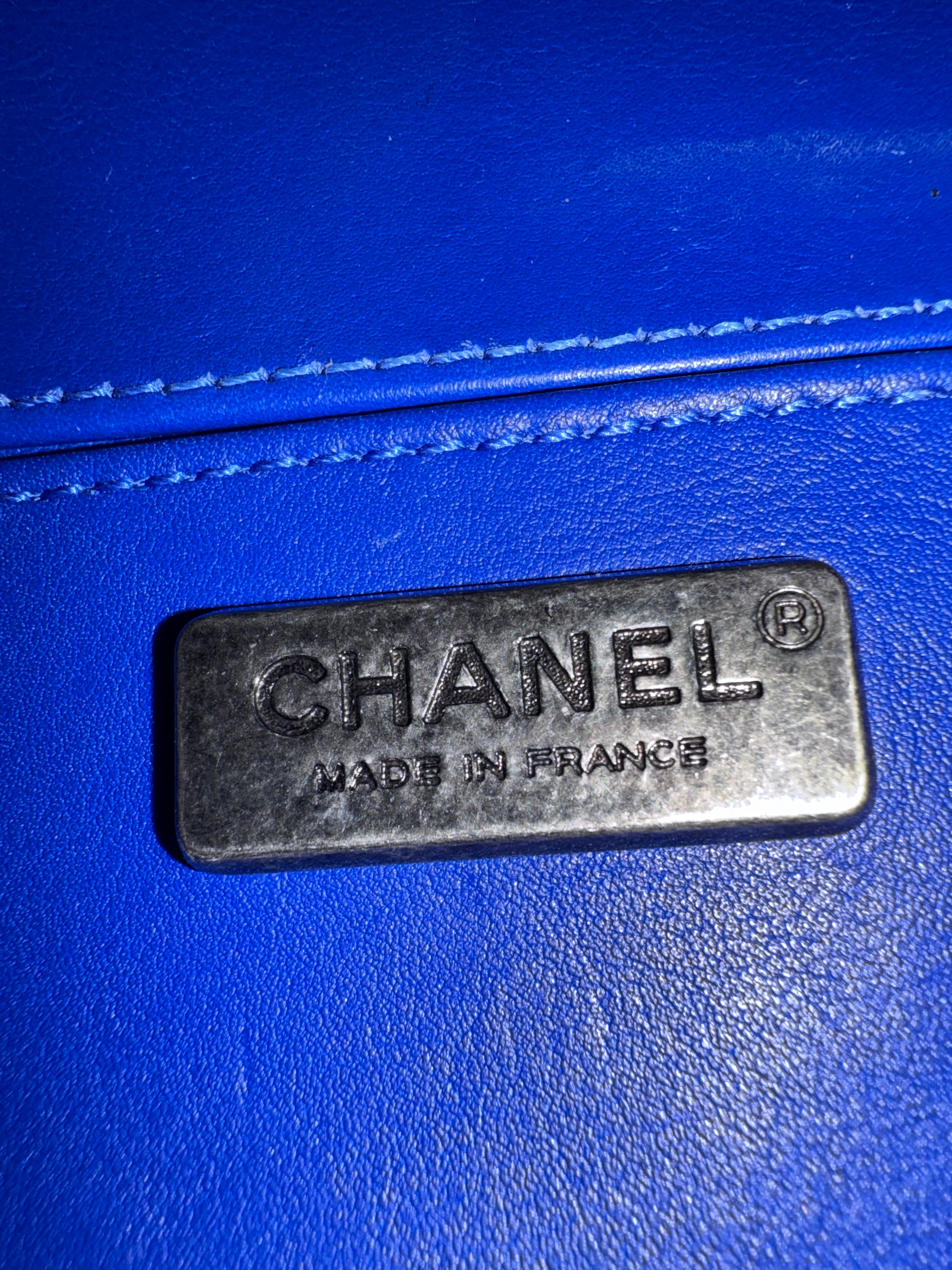 CHANEL SMALL BOY STINGRAY BLUE RHW