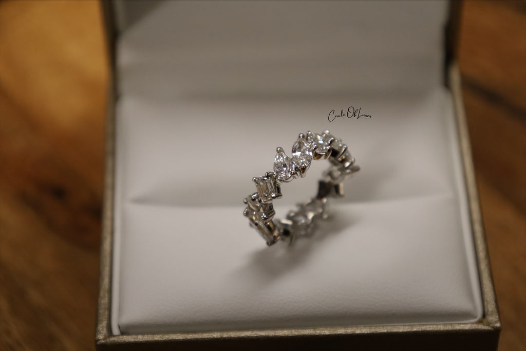 Platinum  eternity Oval, Pears, Marquise & Emerald Diamonds  ring