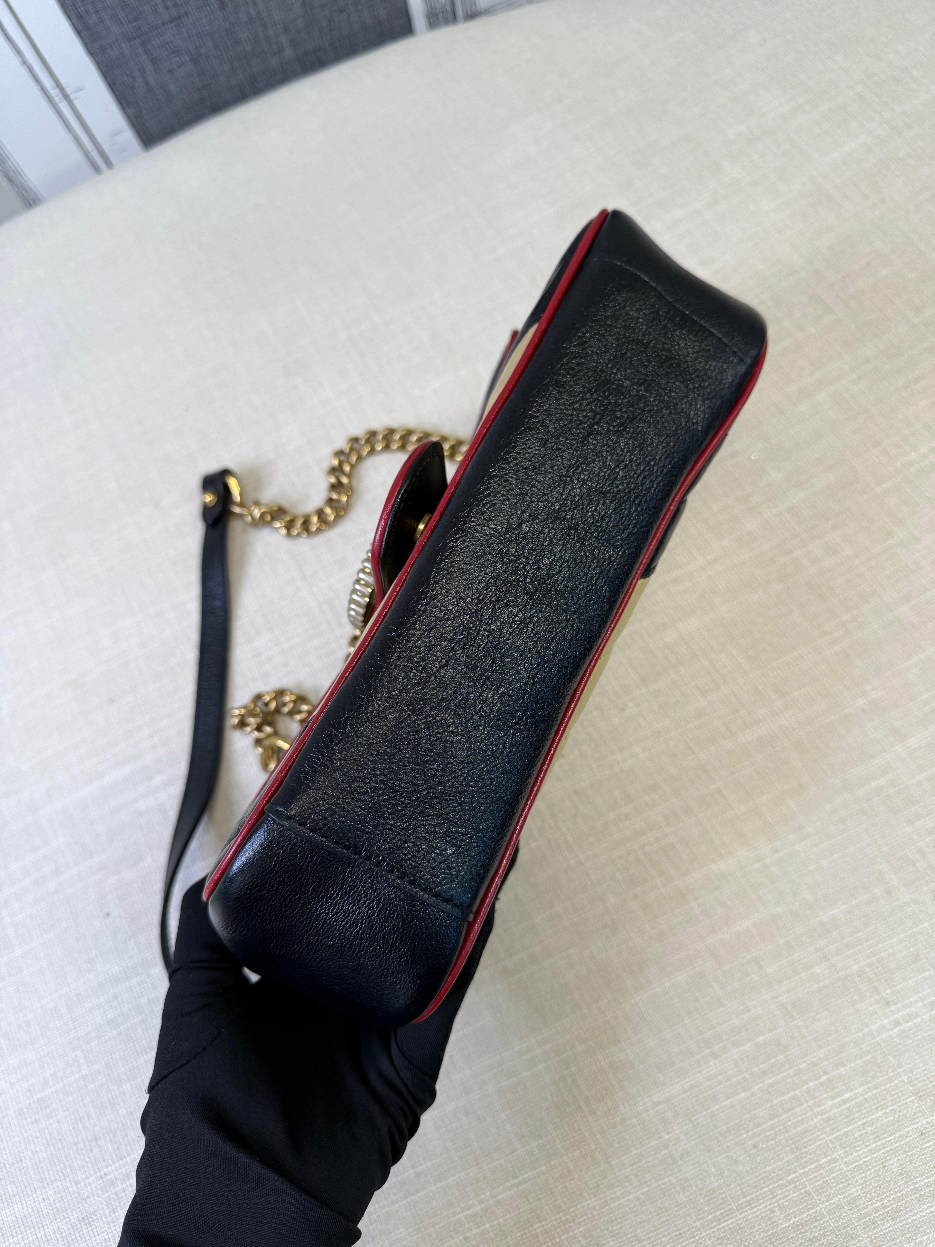 GUCCI SMALL MARMONT COLOUR BLOCK LEATHER   GHW