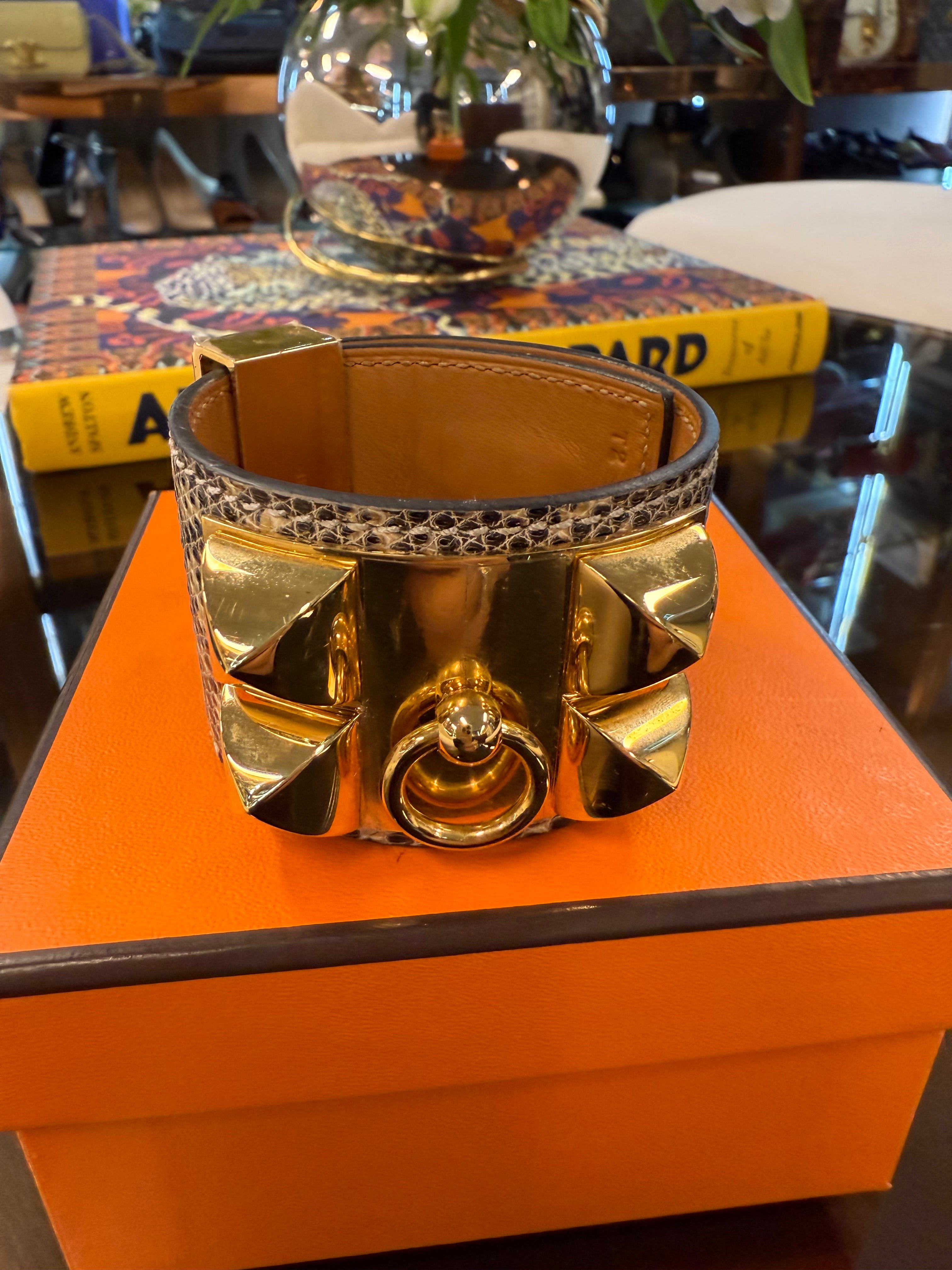 HERMES CDC LIZARD BRACLET GHW STAMP Y SIZE T3