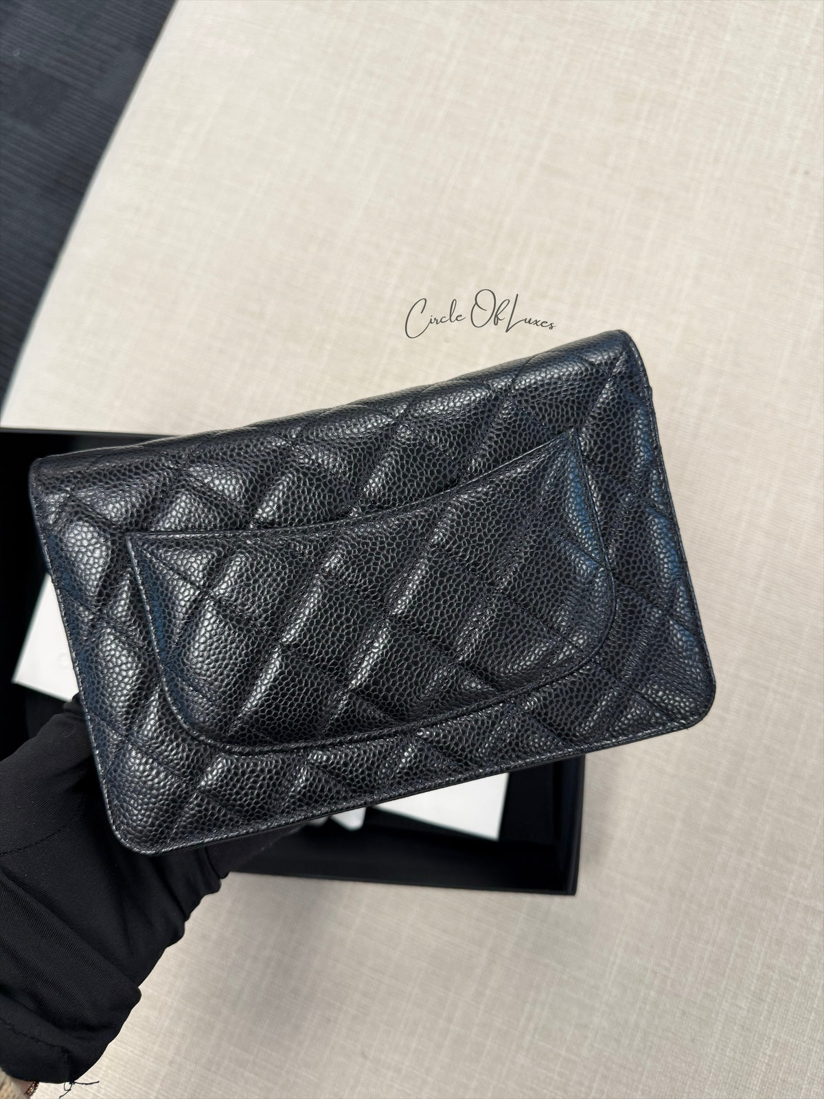 CHANEL WOC BLACK CAVIAR GHW (microchip)
