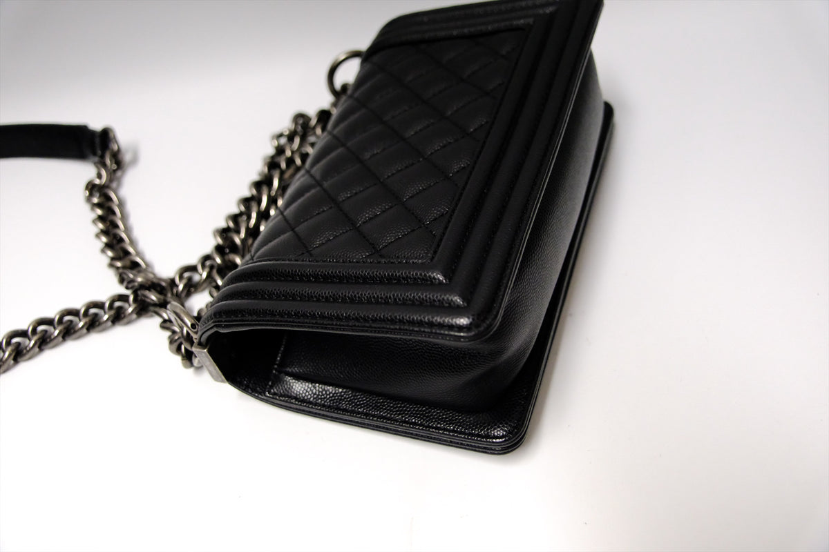 CHANEL SMALL BOY CAVIAR BLACK RHW