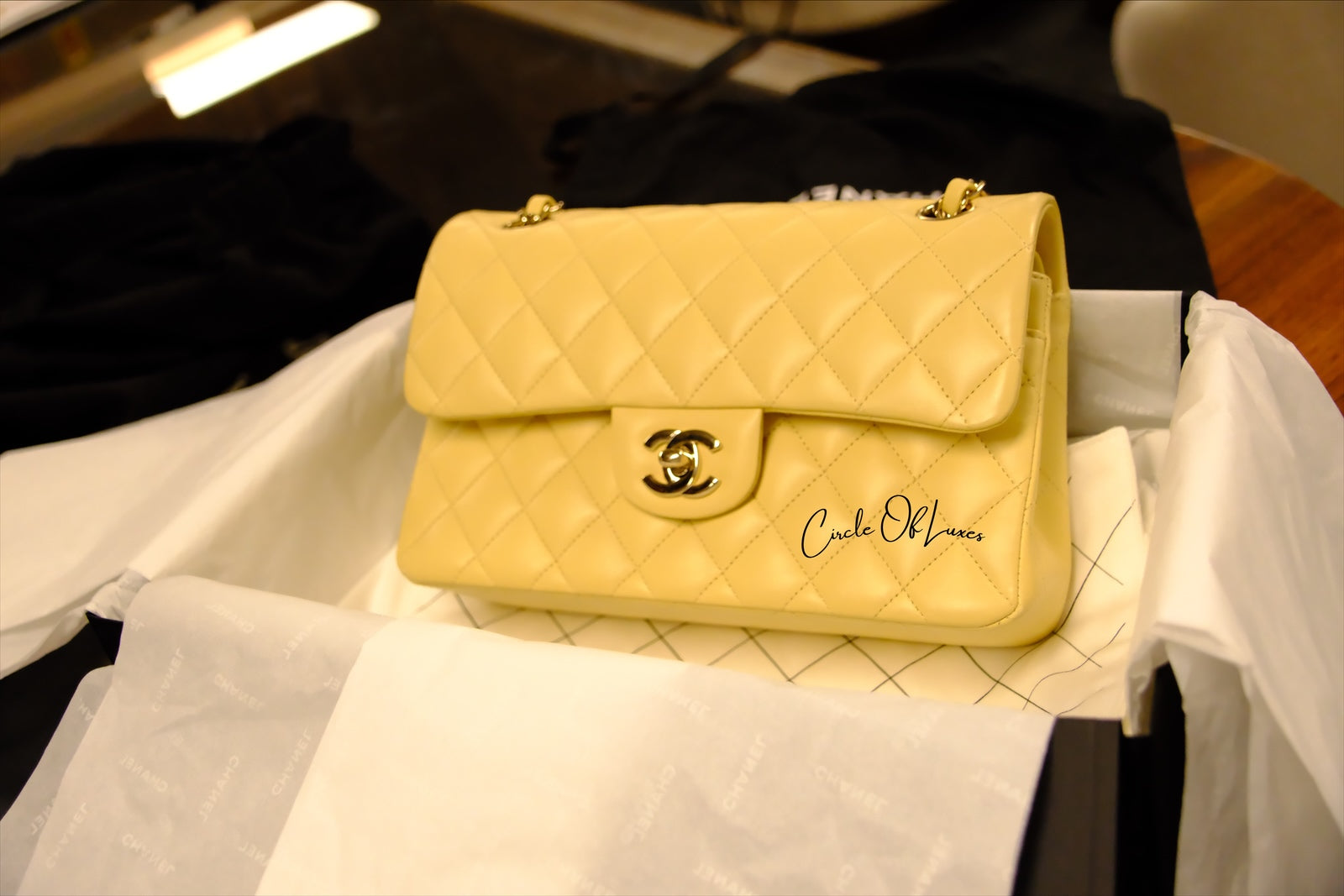 CHANEL SMALL YELLOW LAMSKIN GHW